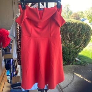 Red strapless boohoo night dress